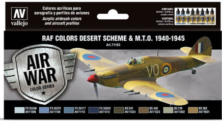 Vallejo 17ml Set of 8 (1940-1945) RAF colors Desert Scheme & M.T.O.  - 71163