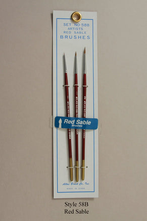 Atlas Brush Style 58B Red Sable Detail 3 Piece Set - MPM Hobbies