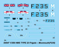 1/350 Trumpeter HMS Type 23 Frigate Monmouth (F235) - 04547 - MPM Hobbies