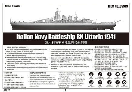 1/350 Trumpeter Italian Navy Battleship RN Littorio 1941 - 05319 - MPM Hobbies