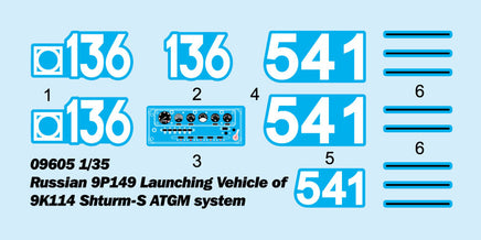 1/35 Trumpeter Russian 9P149 Launching Vehicle of 9K114 Shturm-S ATGM - 09605