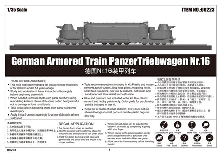 1/35 Trumpeter German Armored Train Panzertriebwagen Nr.16 - 223