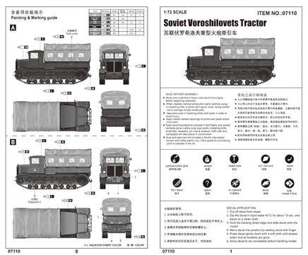 1/72 Trumpeter Soviet Voroshilovets Tractor - 07110
