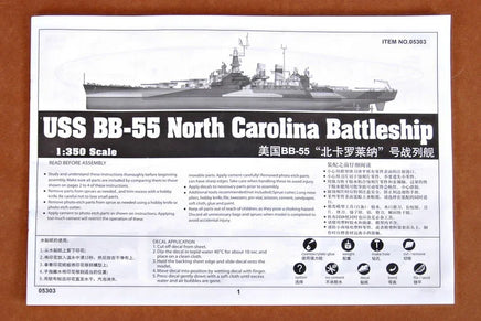 1/350 Trumpeter USS BB-55 North Carolina Battleship - 05303 - MPM Hobbies