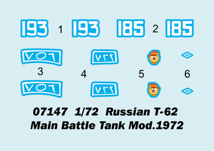 1/72 Trumpeter Russian T-62 Main Battle Tank Mod.1972 - 07147