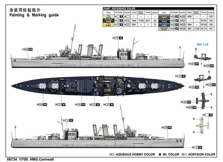 1/700 Trumpeter HMS Cornwall - 06734