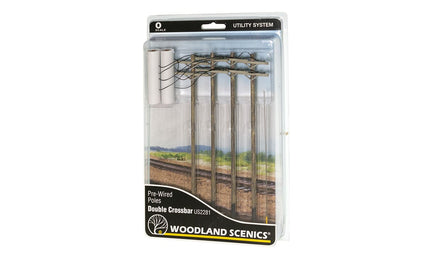 O Scale Woodland Pre-Wired Poles - Double Crossbar 2281