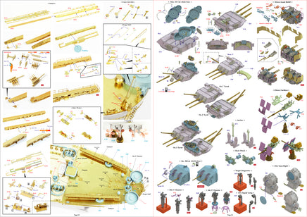 1/350 Pontos Model USS BB-59 Massachusetts 1945 Detail up set (Teak Tone) 37037FN