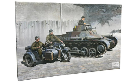 1/35 Academy German Panzer I & Motorcycle Plastic Model Kit - MPM Hobbies