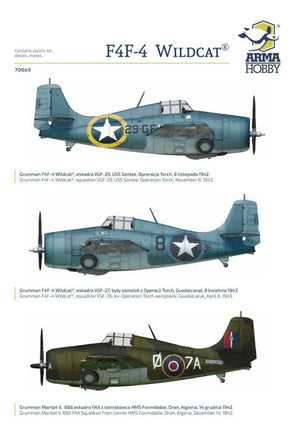 1/72 Arma F4F Wildcat Operation Torch Plastic Model Kit - MPM Hobbies