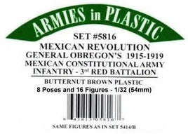 Armies In Plastic - Mexican Revolution - General Obregon's Constitutional Army Infantry - 3rd Red Battalion #5816 - MPM Hobbies