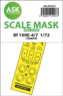 1/72 Art Scale Bf 109E-4/7 one-sided express fit mask for Tamiya