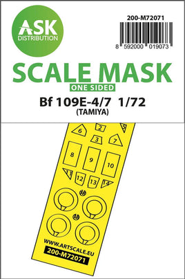 1/72 Art Scale Bf 109E-4/7 one-sided express fit mask for Tamiya