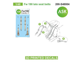 1/48 Art Scale Fw 190 late seat belts - 3D 3Ded decals by ASK