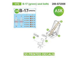 1/72 Art Scale B-17 (green) seat belts - 3D 3Ded decals by ASK