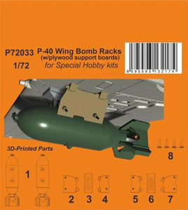 1/72 CMK P-40 Wing Bomb Racks (w/plywood support boards)