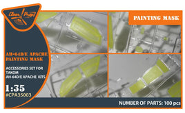 1/35 Clear Prop AH-64D/E Apache painting mask on yellow kabuki paper for TAKOM kit