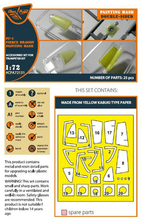1/72 Clear Prop FC-1 Fierce Dragon double-sided painting mask (Trumpeter) - MPM Hobbies