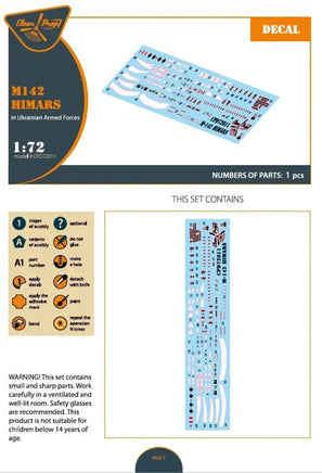 1/72 Clear Prop M-142 Himars in Ukrainian Armed forces Decal Set - MPM Hobbies