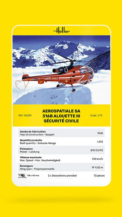 1/72 Heller SA 316B Alouette III Sécurité Civile - MPM Hobbies