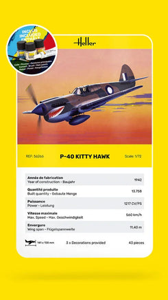 1/72 Heller P-40 Kitty Hawk STARTER KIT - MPM Hobbies