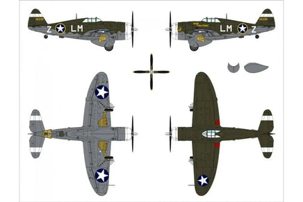 1/48 Dora Wings Republic P-47C Thunderbolt w/Ferry Tank Plastic Model Kit - MPM Hobbies