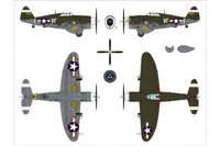 1/48 Dora Wings Republic P-47C Thunderbolt w/Ferry Tank Plastic Model Kit - MPM Hobbies