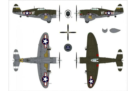 1/48 Dora Wings Republic P-47C Thunderbolt w/Ferry Tank Plastic Model Kit - MPM Hobbies