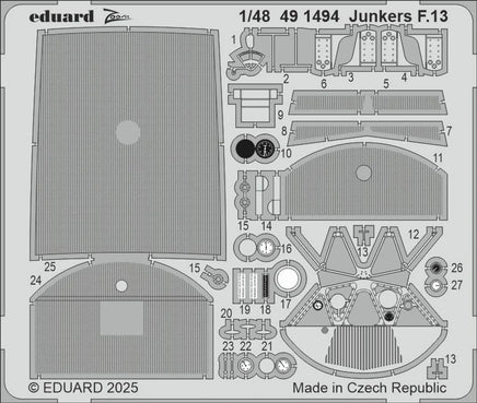 1/48 Eduard Junkers F.13 Photo Etch for MINIART - MPM Hobbies