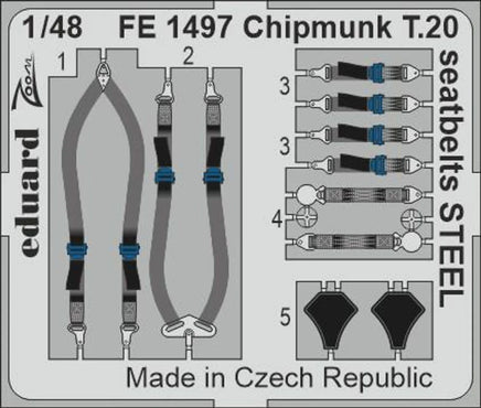 1/48 Eduard Chipmunk T.20 seatbelts STEEL Zoom set for AIRFIX - MPM Hobbies