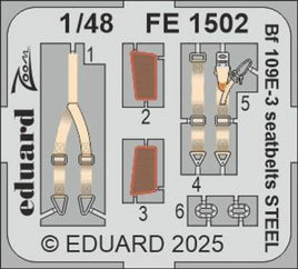 1/48 Eduard Bf 109E-3 seatbelts STEEL Zoom set for HOBBY BOSS - MPM Hobbies