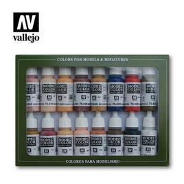 Vallejo Set of 16 (17ml) Face & Skin Tones - 70125