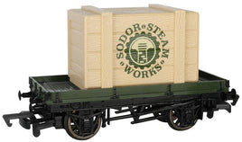 HO Bachmann Thomas & Friends 1 Plank Wagon with Sodor Steam Works Crate - 77404 - MPM Hobbies
