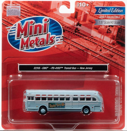 HO Scale Classic Metal Works GMC Transit Bus NJ blue/white 32318 - MPM Hobbies
