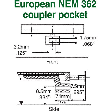 HO Scale Kadee #17 NEM 362 European-Style Couplers.