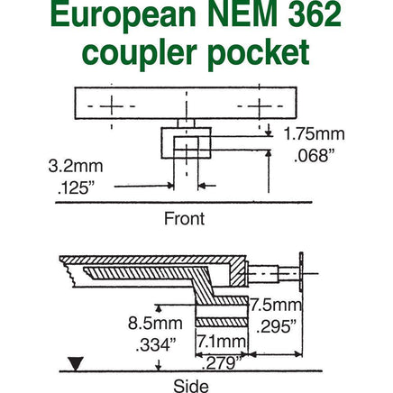 HO Scale Kadee #18 NEM 362 European-Style Couplers.
