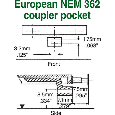 HO Scale Kadee #19 NEM 362 European-Style Couplers.