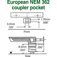 HO Scale Kadee #20 NEM 362 European-Style Couplers.
