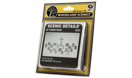 HO Woodland 20 Tombstones Kit 201 - MPM Hobbies