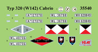 1/35 ICM Type 320 W142 Cabriolet Soft Top WWII German Staff Car Plastic Model Kit