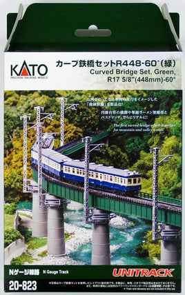 N Kato Unitrack Curved Bridge Set Green R448mm (R17 5/8')-60 20823 - MPM Hobbies