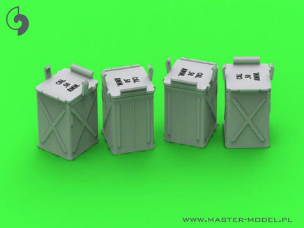 1/35 Master Model Early small (50 round) ammunition cans (D68375) for Browning M2HB .50 cal machine gun (6 pcs) - CLOSED - MPM Hobbies