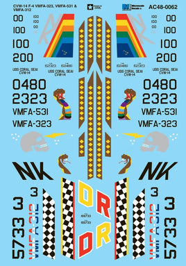 1/48 Microscale - F4N, F4J, CVW-14 F-4 VMFA-323, VMFA-531 & VMFA