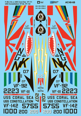 1/48 Microscale - F-4B, D&J, USS Coral Sea; VF-111 USS Constellation