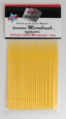 Alpha Abrasives 25/pack Yellow Fine Micro Brushes - 1301 - MPM Hobbies
