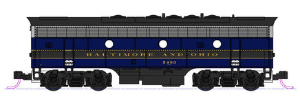 N Kato EMD F7A + F7B Baltimore & Ohio Freight 2-Locomotive Set #4503, 5493 w/ Pre-Installed ESU LokSound DCC 1060428L - MPM Hobbies