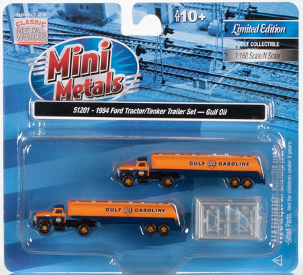 N Scale Classic Metal Works 54 FORD TRACTOR W/TANKER TRAILER (GULF OIL) (2) 51201.
