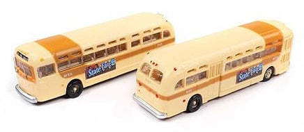 N Scale Classic Metal Works GMC Transit Bus Miami 2pk cream & ochre 52001.