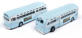 N Scale Classic Metal Works GMC Transit Bus NJ 2pk blue & white 52000 - MPM Hobbies