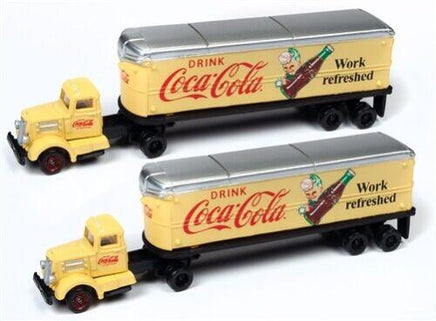N Scale Classic Metal Works WHITE WC22 TRACTOR TRAILER SET (COCA-COLA) (2) 51188.